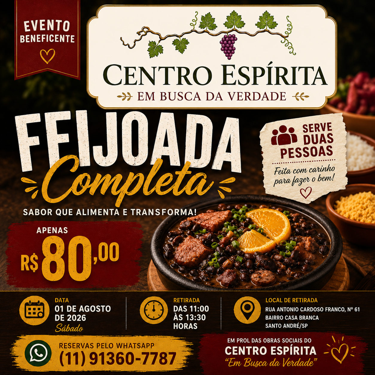 Feijoada Completa — 01 de agosto de 2026 · Sábado